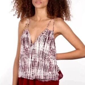 Anthropologie Burgundy and White Camisole